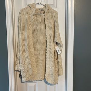 Hooded knit cardigan